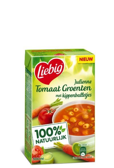 Liebig Julienne Tomaat Groenten met kippenballetjes